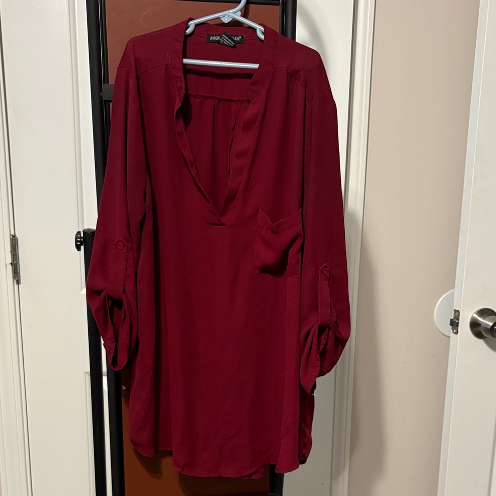 American Dream Deep Burgundy V-Neck Tunic